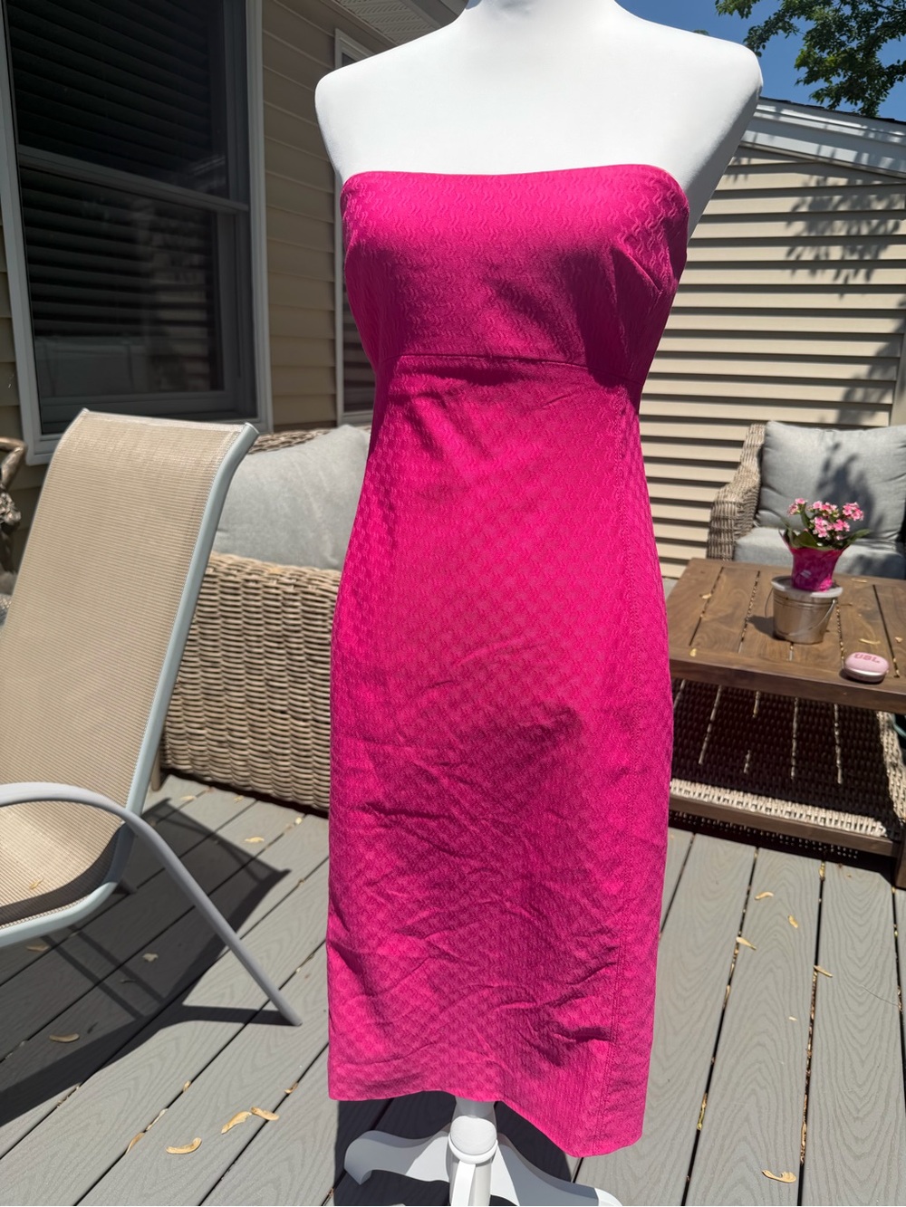 J. Crew Strapless Fitted Hot Pink Dress